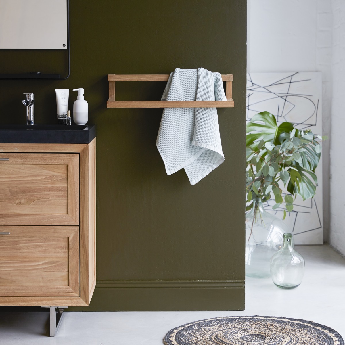 Porte serviette en bois de teck 60 Leo FSC - Tikamoon