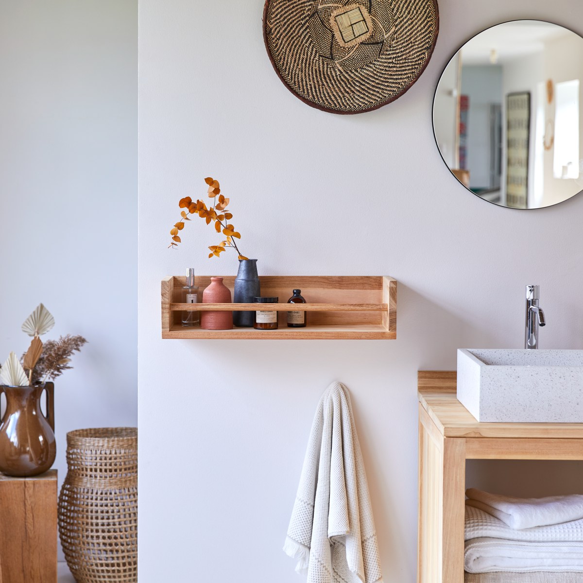Etagère murale de Salle de Bain en bois de teck Ugo 60 FSC - Tikamoon