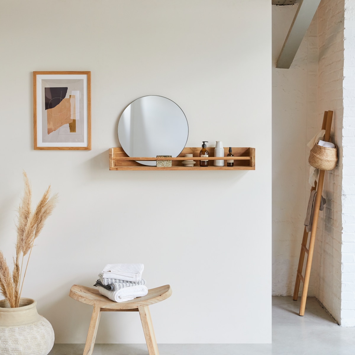 Etagère murale en teck 100 cm - Rangements pour le salon