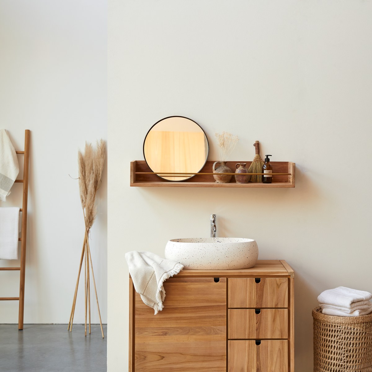 Etagère murale de Salle de Bain en bois de teck Sasha 100 FSC - Tikamoon