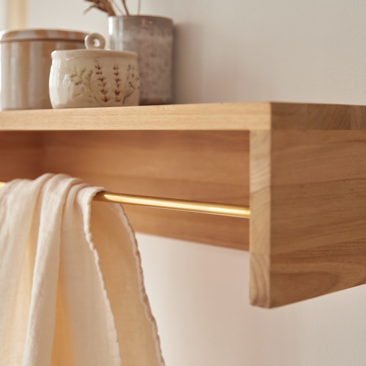 Sasha - Portasciugamani da parete in teak massello 60 cm