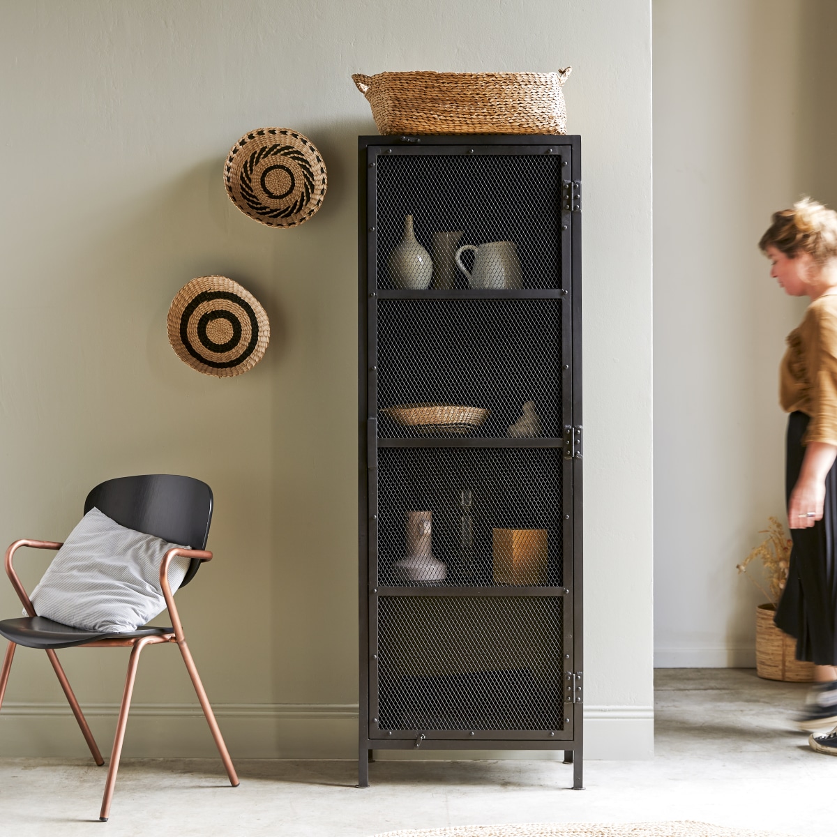 Armoire grillagée en métal noir 175 Alma Tikamoon