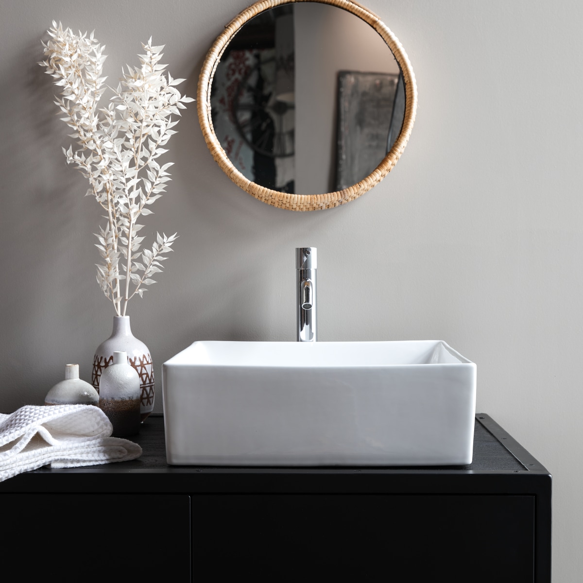 Vasque de salle de bain en céramique Lada Tikamoon