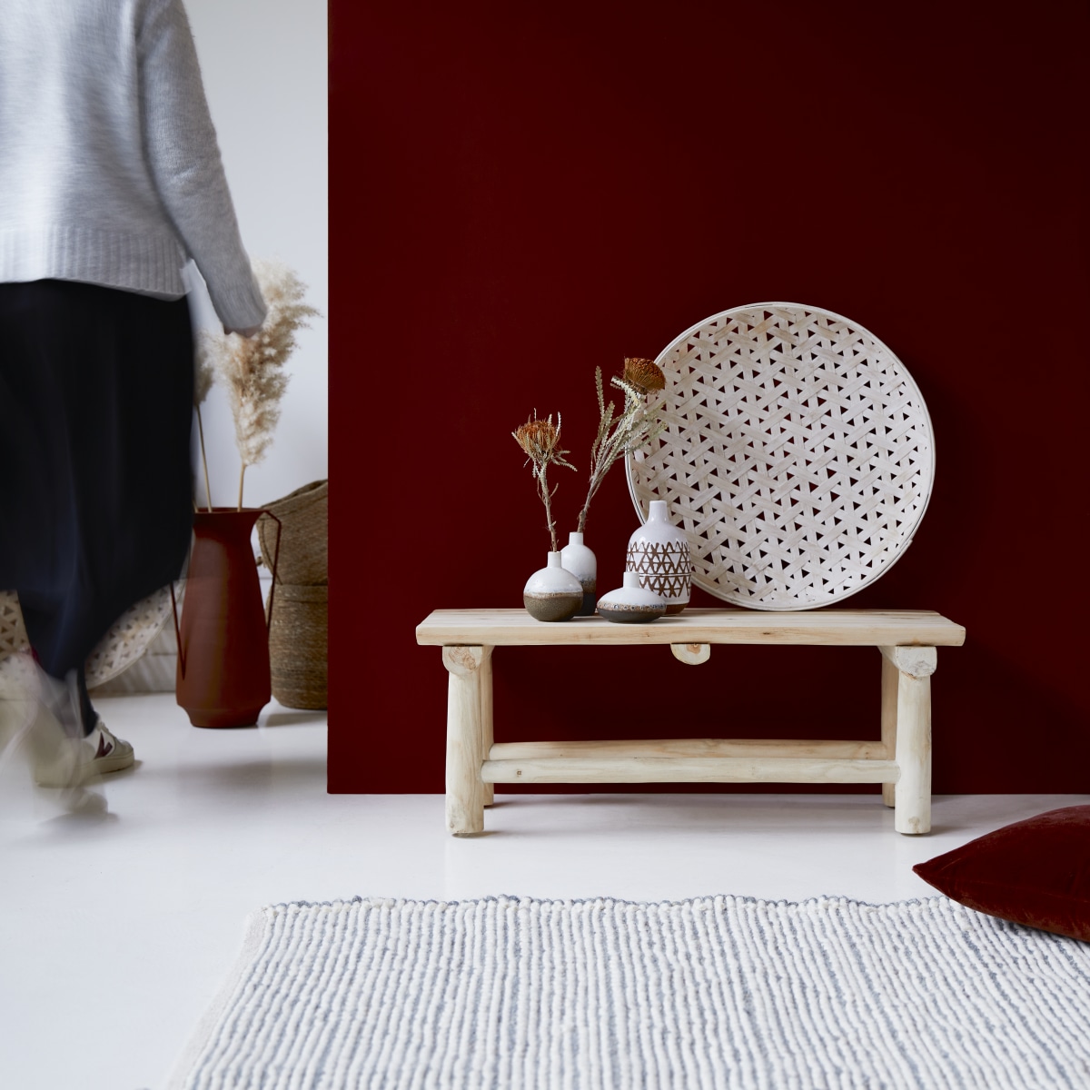 Banc déco en bois de teck 80 Kilim Tikamoon