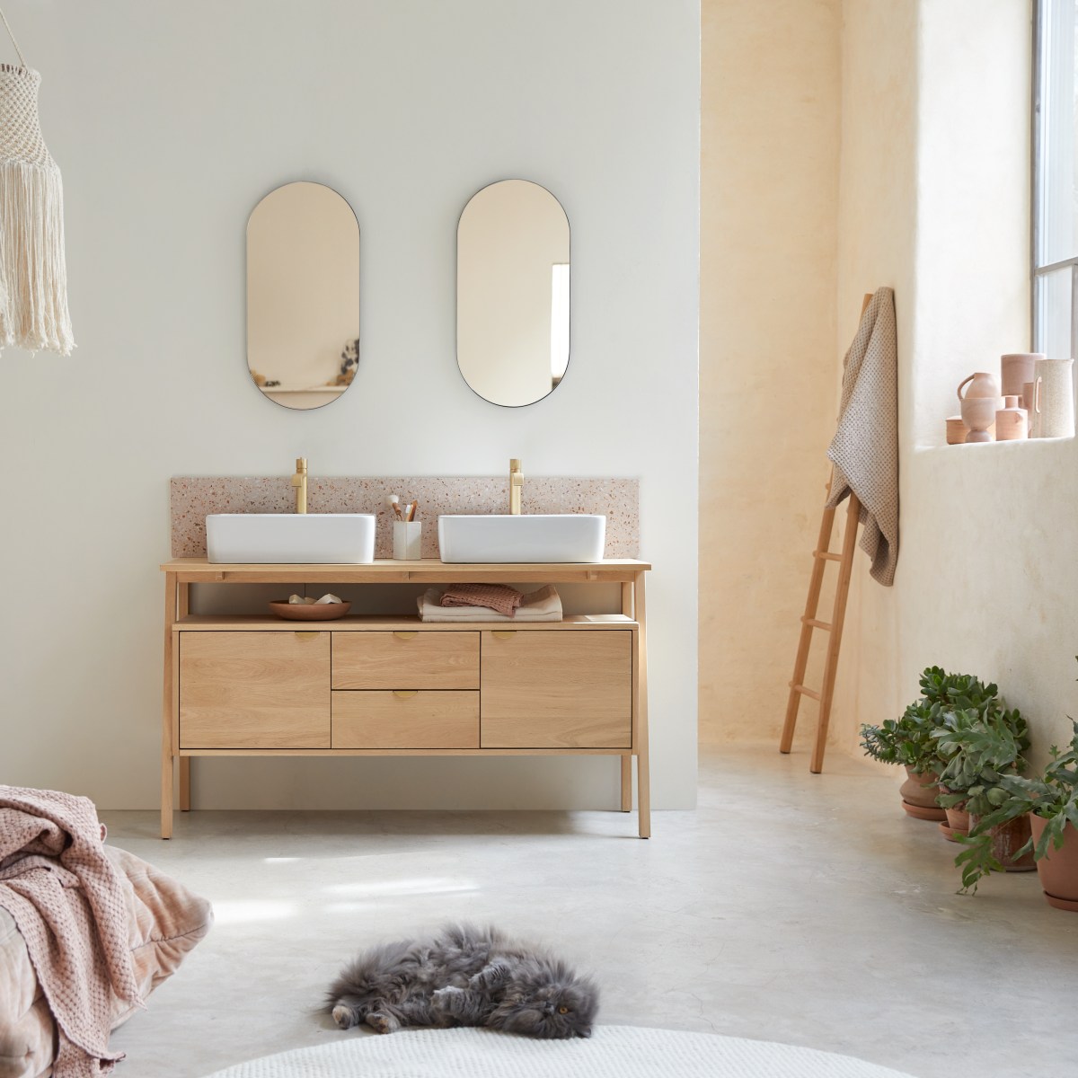 Meuble sous vasque en bois de chêne 140 Pola FSC® - Tikamoon