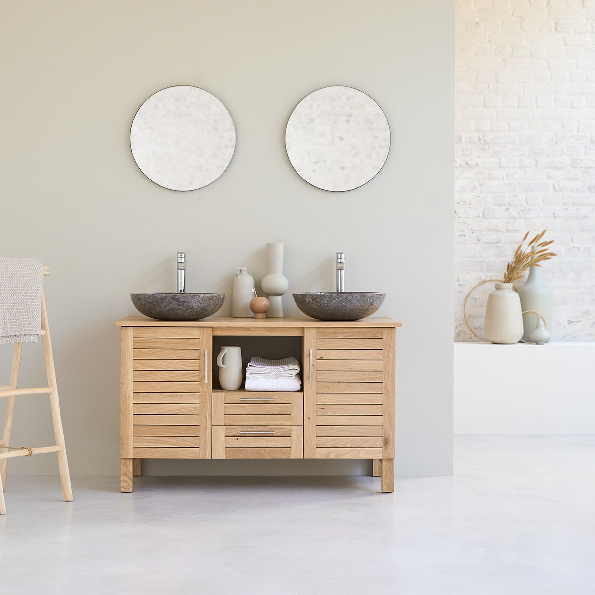 Meuble Salle de bain en bois de chêne 125 Soho FSC - Tikamoon