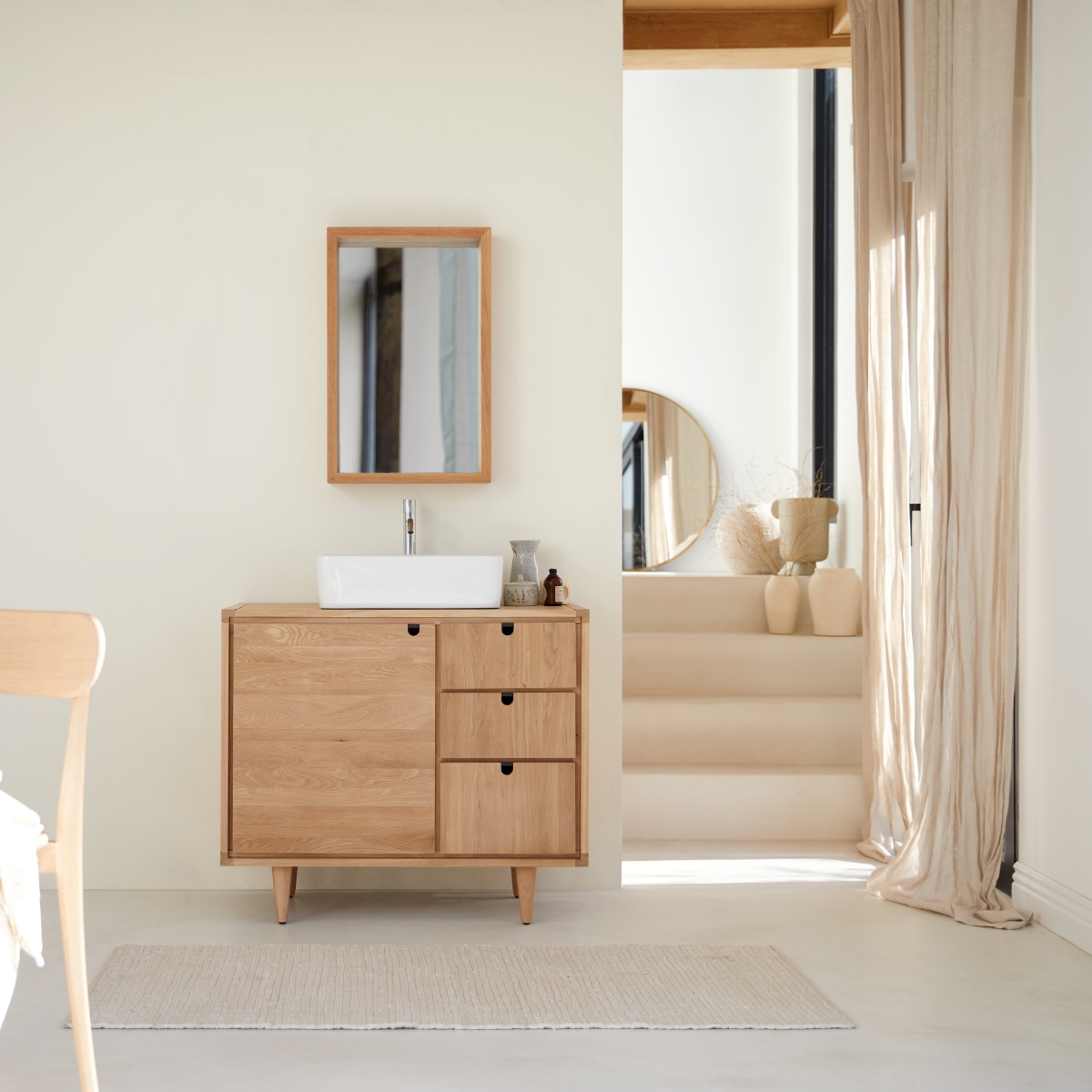 Meuble sous vasque en bois de chêne 95 Jonàk FSC - Tikamoon