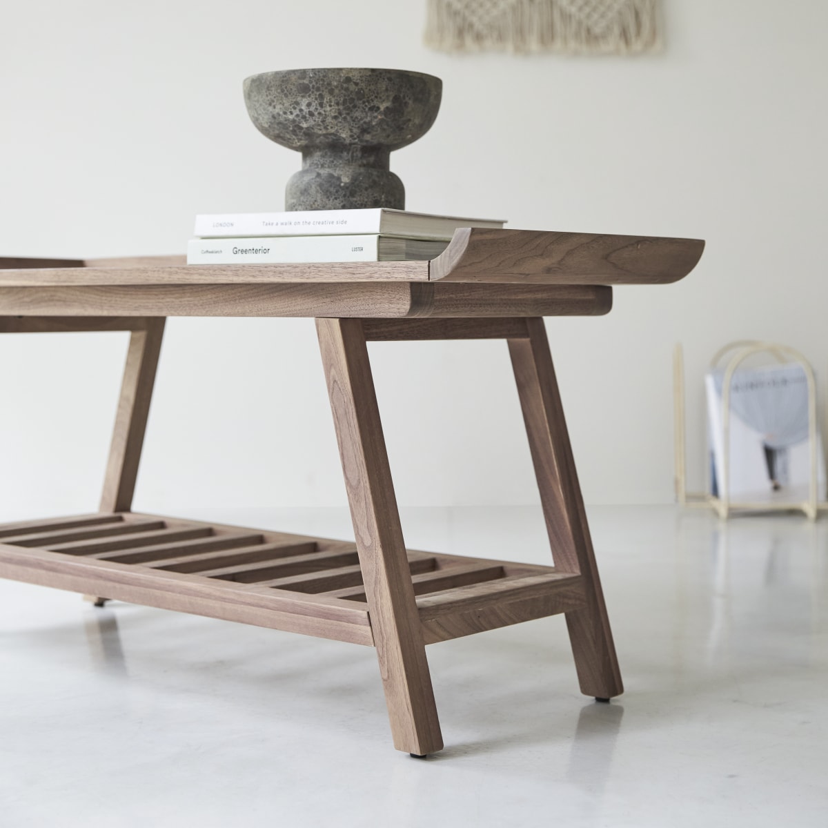 Pampa - Low console table in solid walnut 