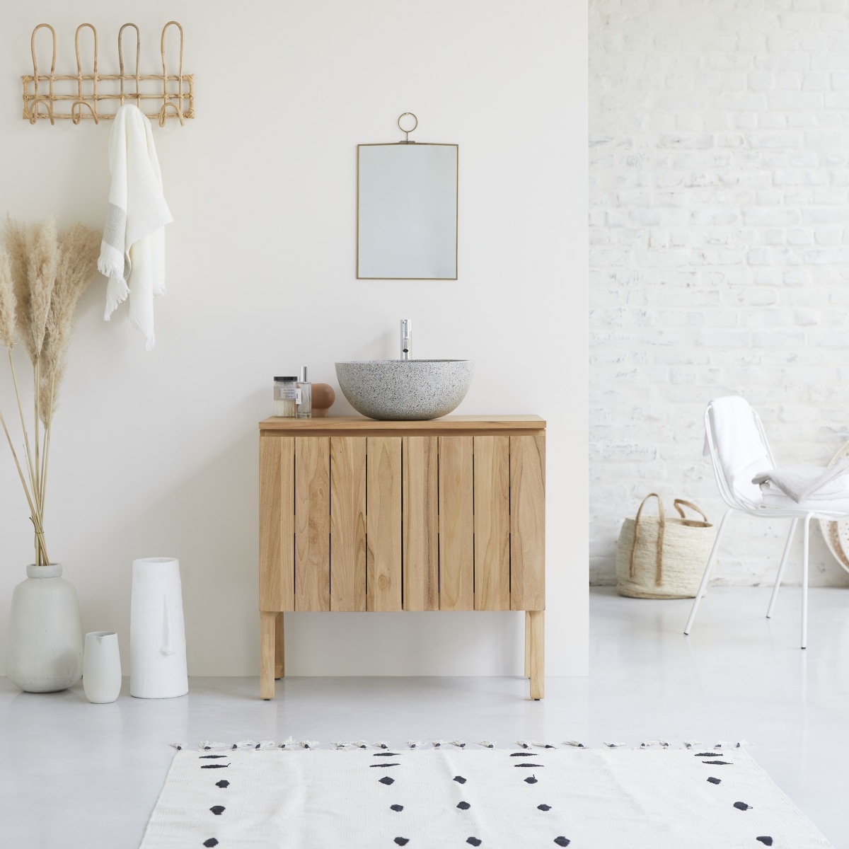 Meuble sous vasque en bois de teck 80 Jill FSC® - Tikamoon