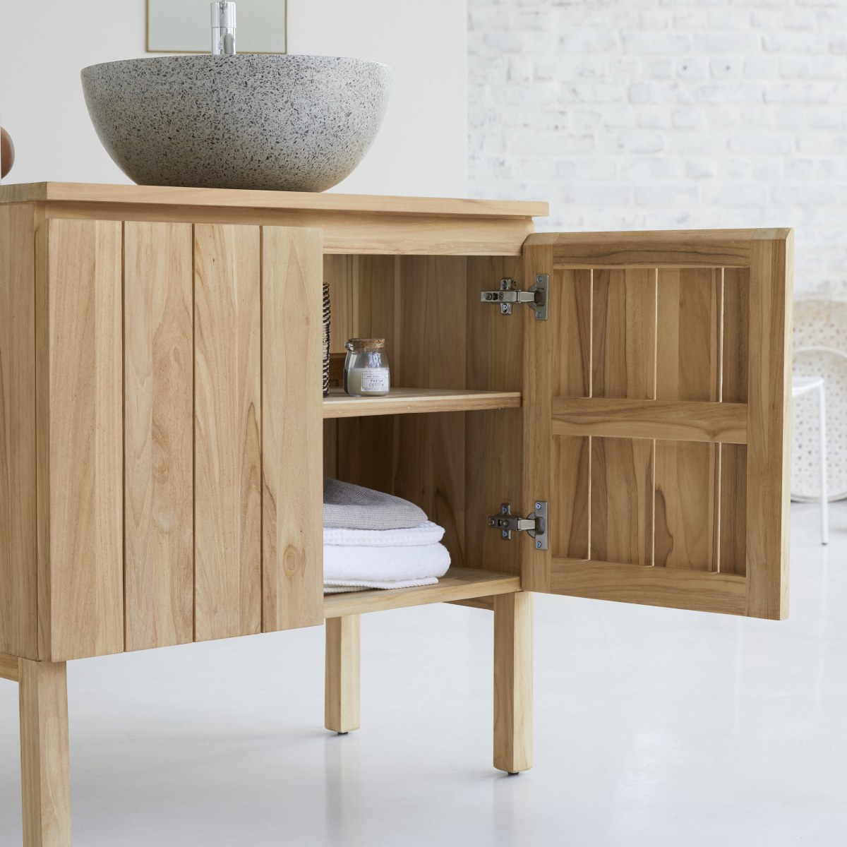 Jill - Mobile per il bagno in teak massello 80 cm