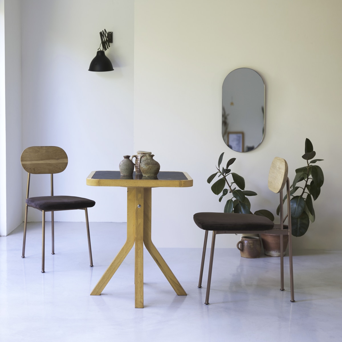 Table Café crème en bois de chêne et marbre 70 Tikamoon