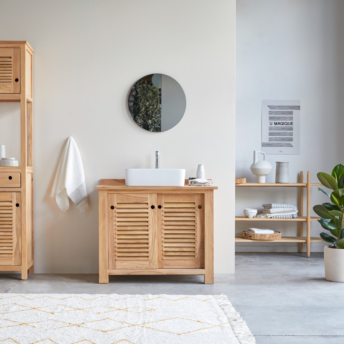 Meuble Salle de bain en bois de teck 95 Coline FSC - Tikamoon