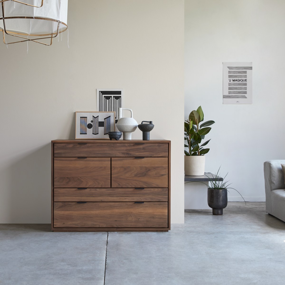 Commode en bois de noyer 3 tiroirs Senson FSC® - Tikamoon