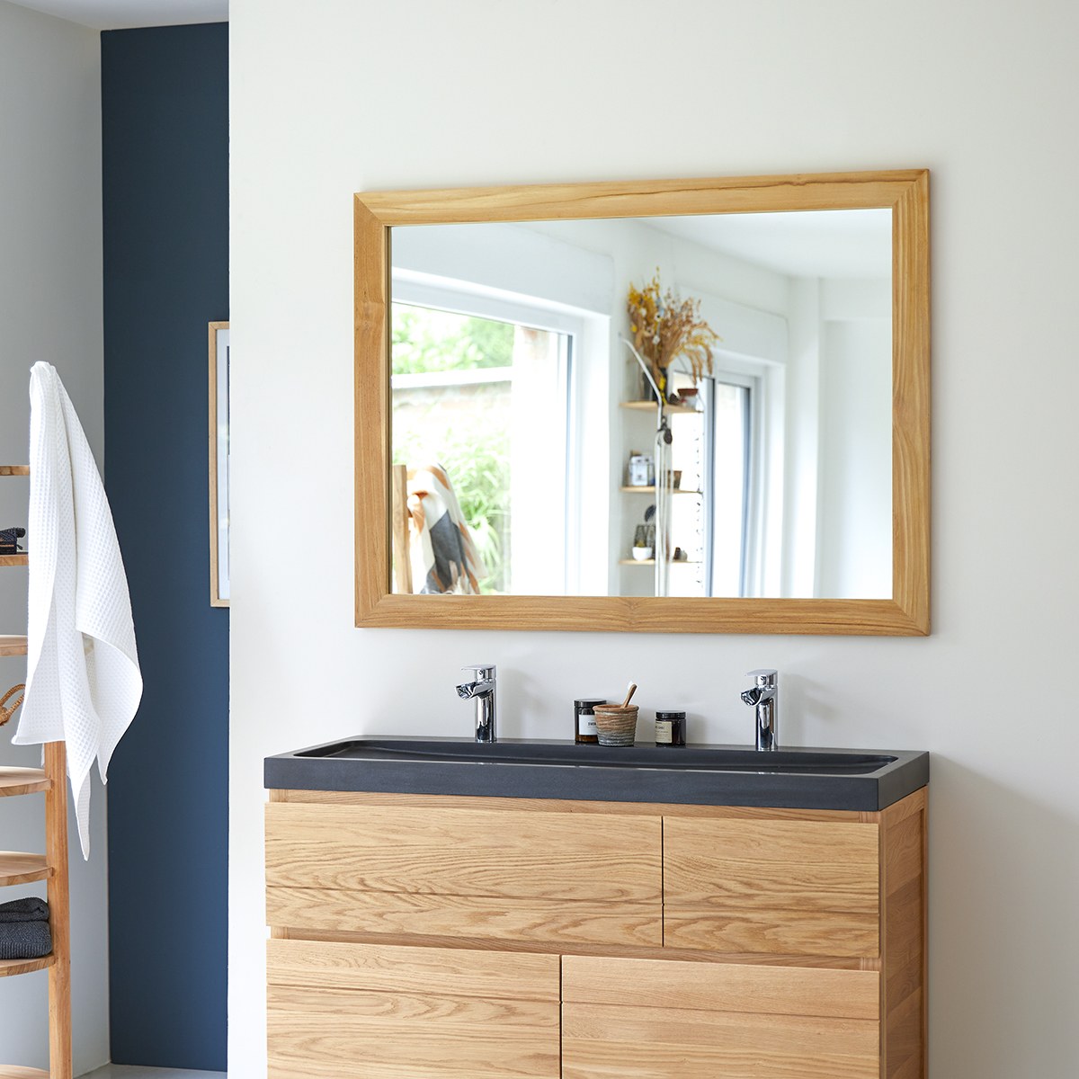 Miroir en bois de Teck Tona brut 120x90 FSC® - Tikamoon