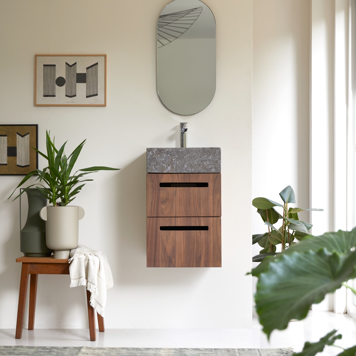 Meuble en bois de noyer avec vasque 40 Line FSC® - Tikamoon