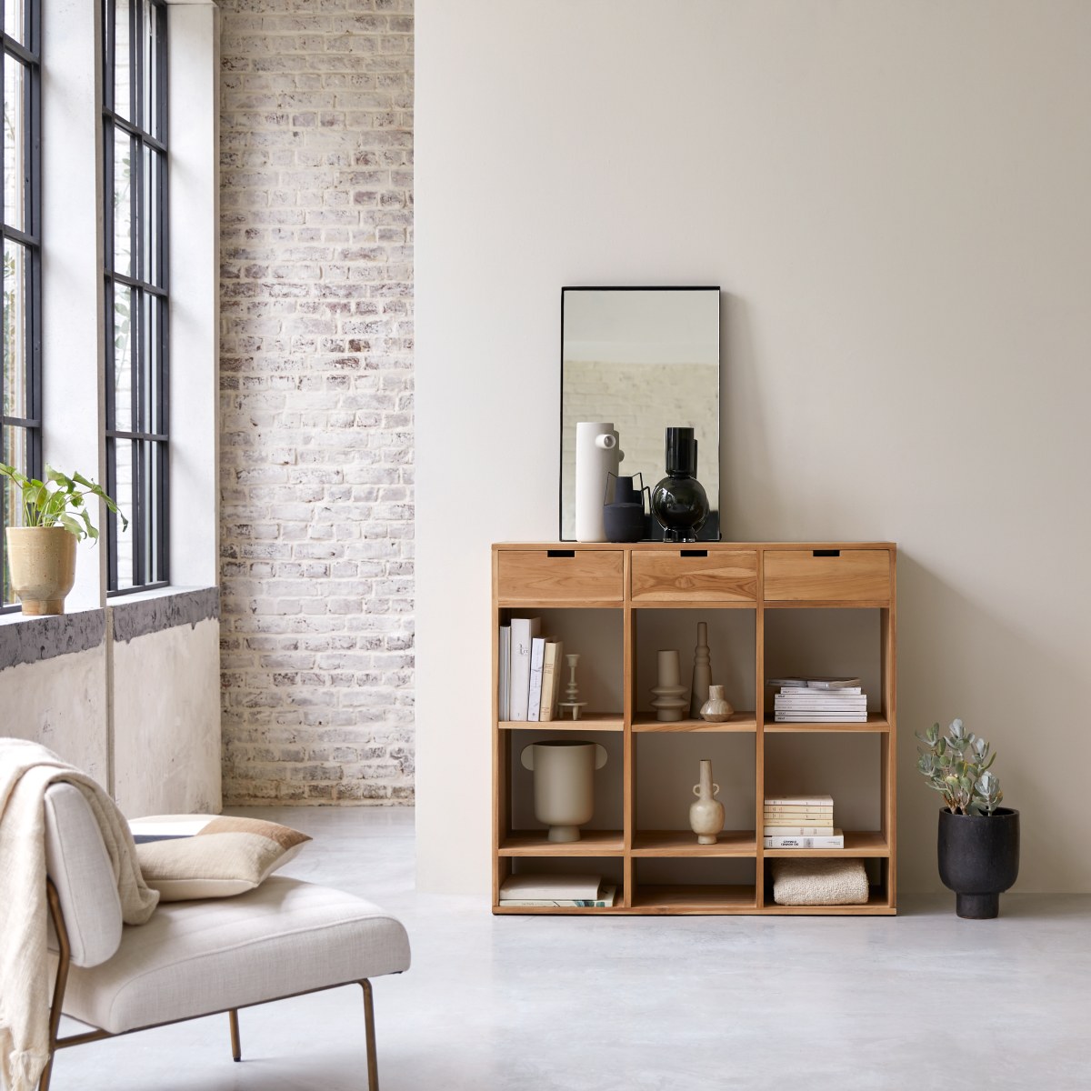 Bibliothèque en bois de teck 110x120 Miho FSC® - Tikamoon