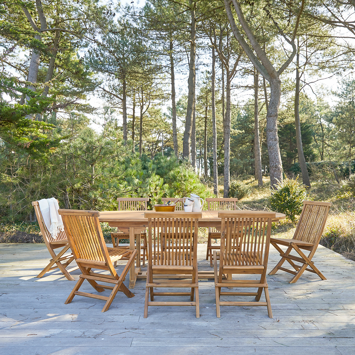 Capri - Set da giardino ovale in acacia massello 8 sedie