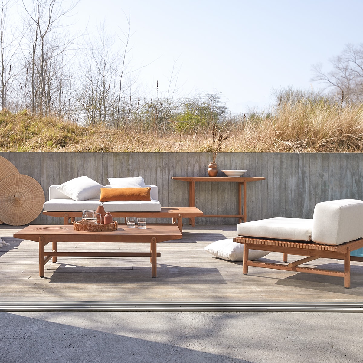 Fado - Set di mobili da giardino in teak massello 3 posti