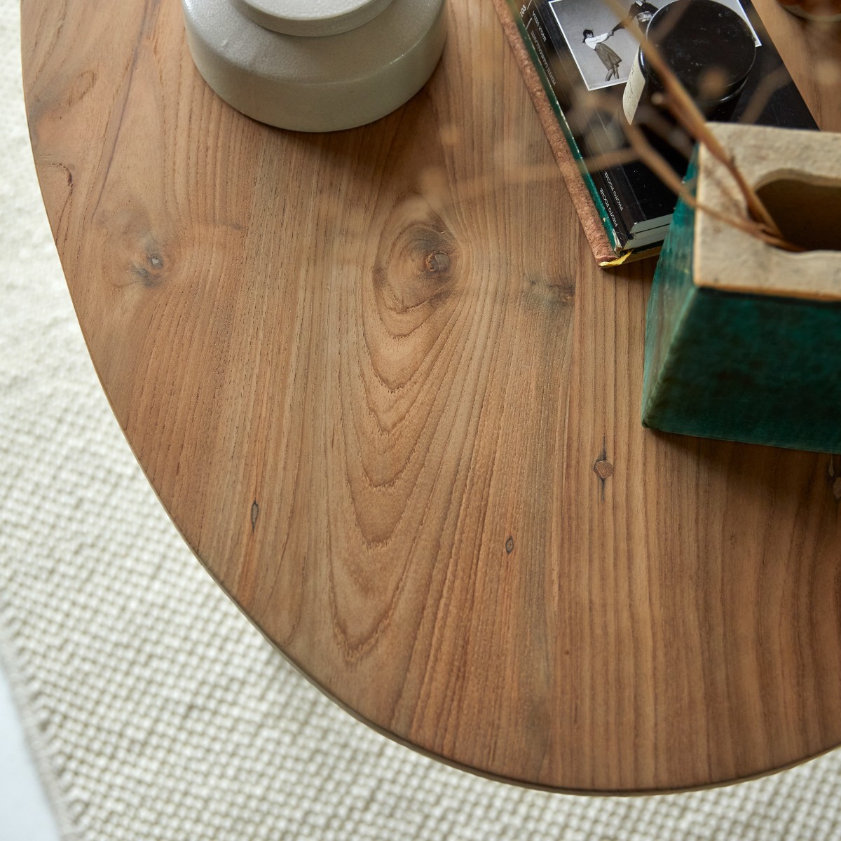 Elena - Ovaal bureau van gerecycled massief teckhout