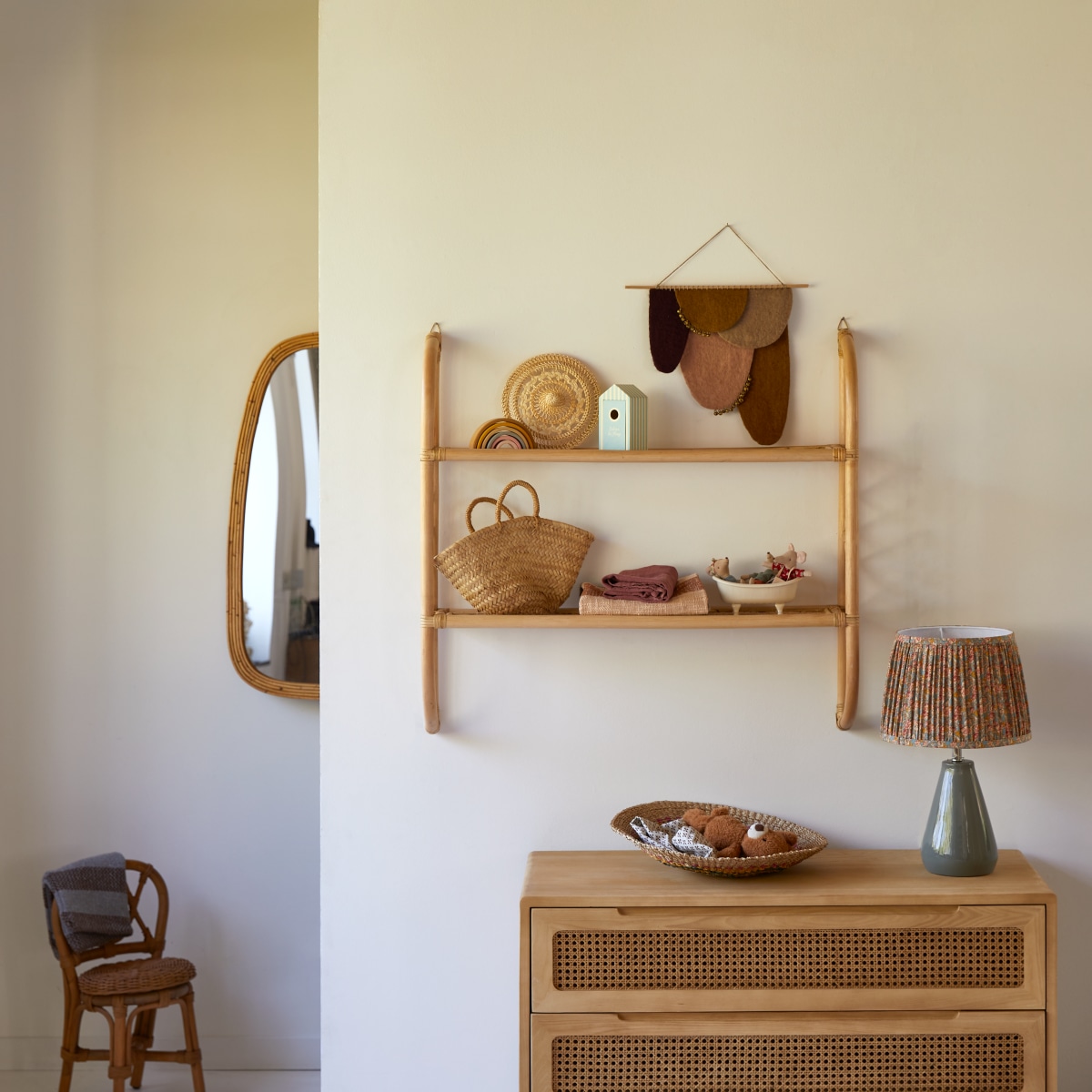 Marius - Kids rattan wall shelf