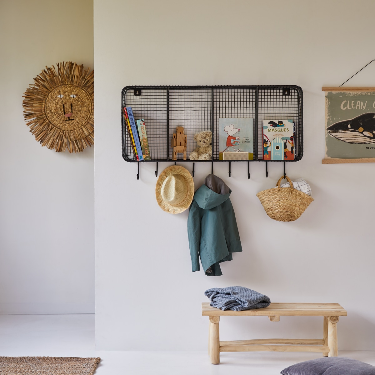 Patère en métal enfant 4 niches 100 Sona Tikamoon