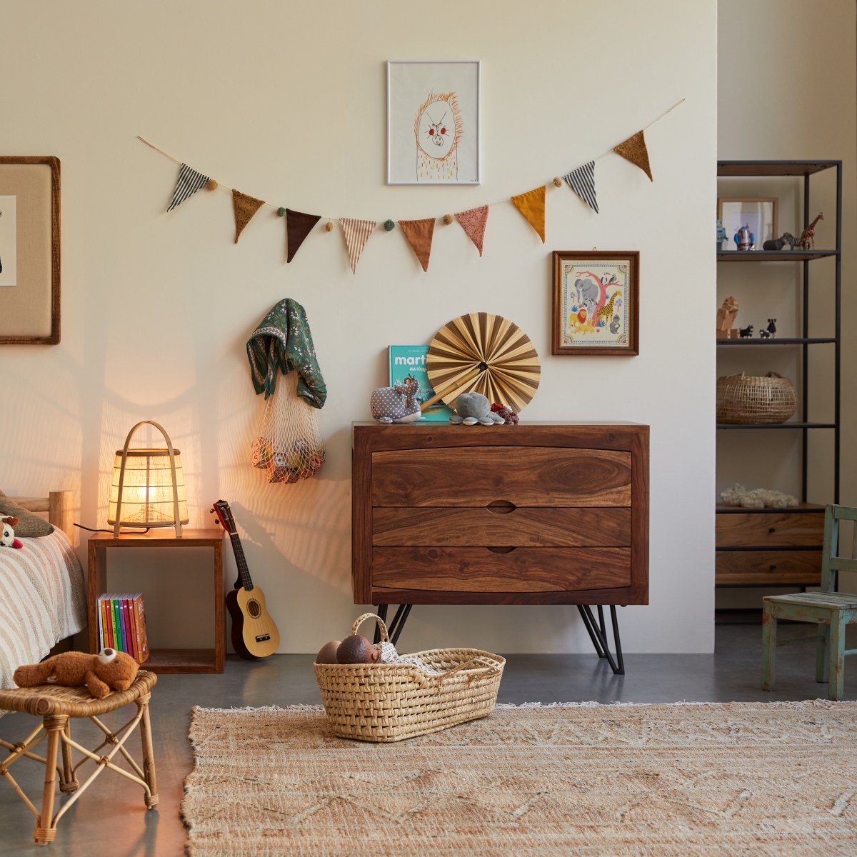 Commode enfant en bois de sheesham 3 tiroirs Bonnie Tikamoon