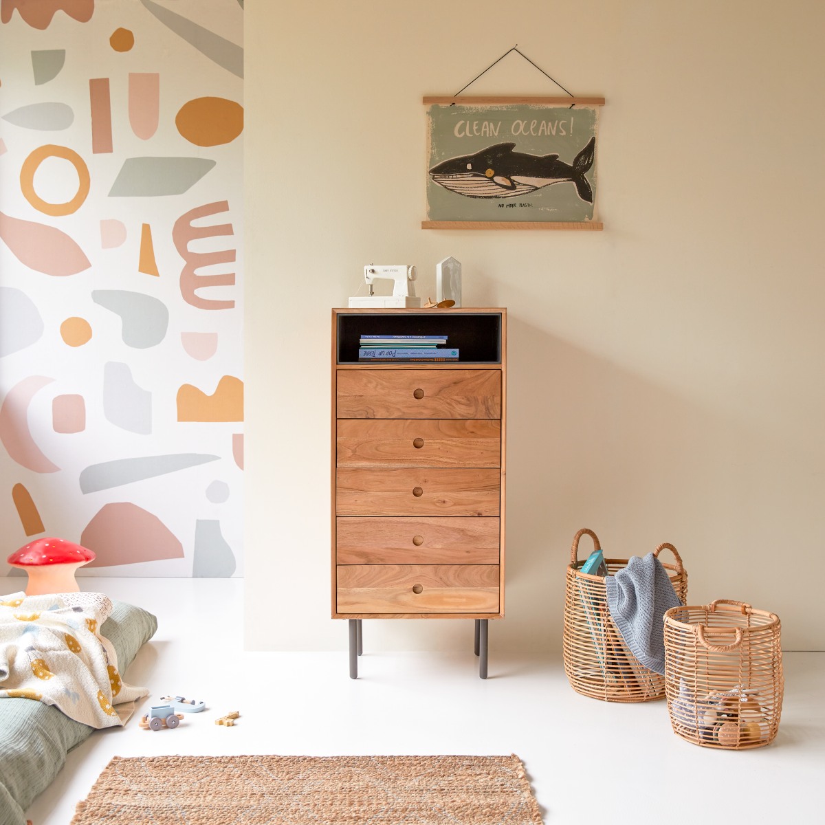 Chiffonnier enfant en bois d'acacia 5 tiroirs Pavel Tikamoon