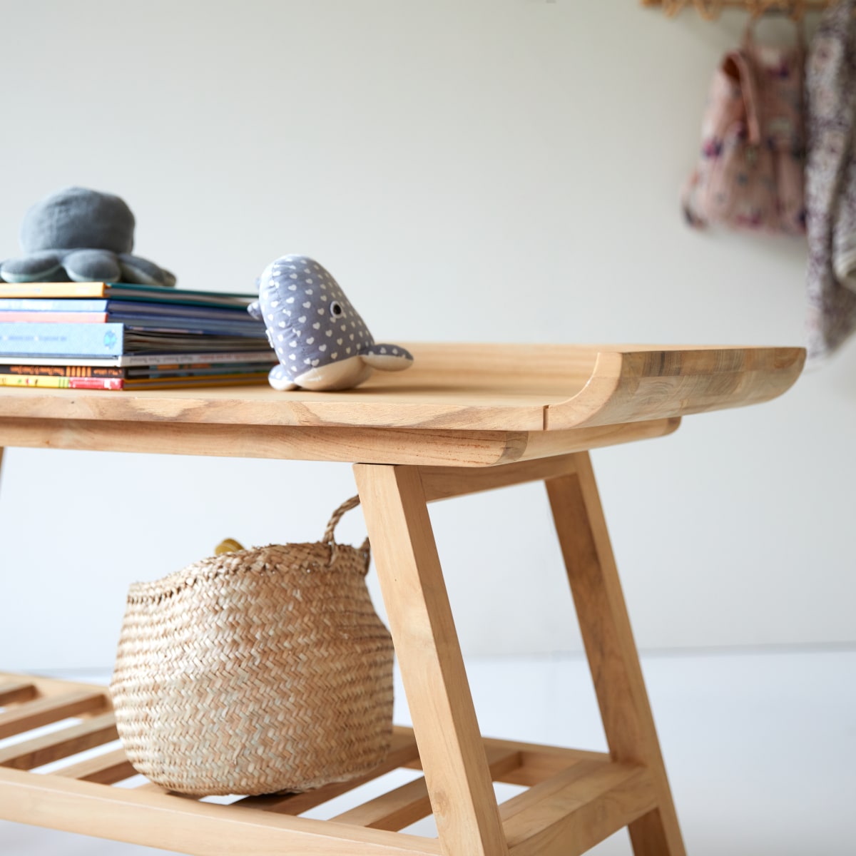 Pampa - Flache Konsole für Kinder aus massivem Teakholz