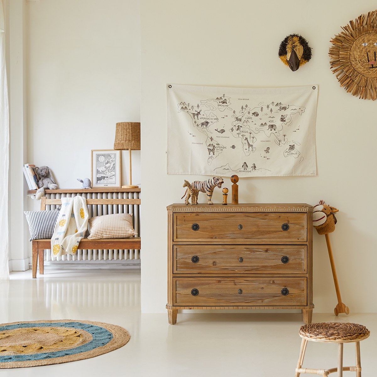 Commode enfant en bois de pin massif recyclé 3 tiroirs Emily Tikamoon