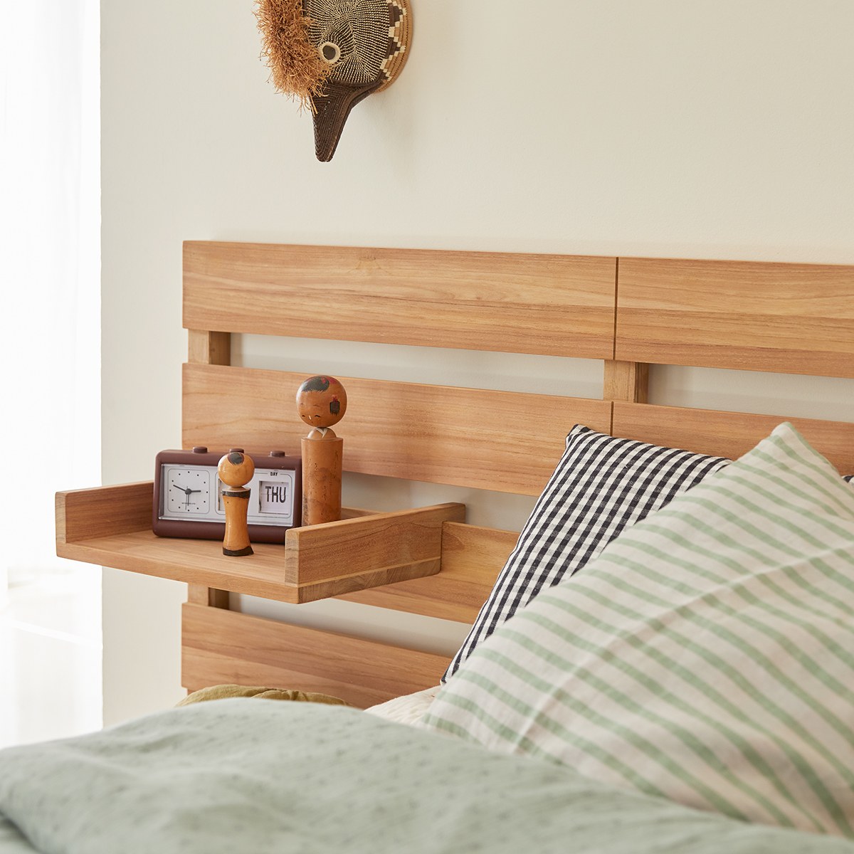 Kids Solid teak headboard with shelves 135 cm Child Bed Headboard Tikamoon