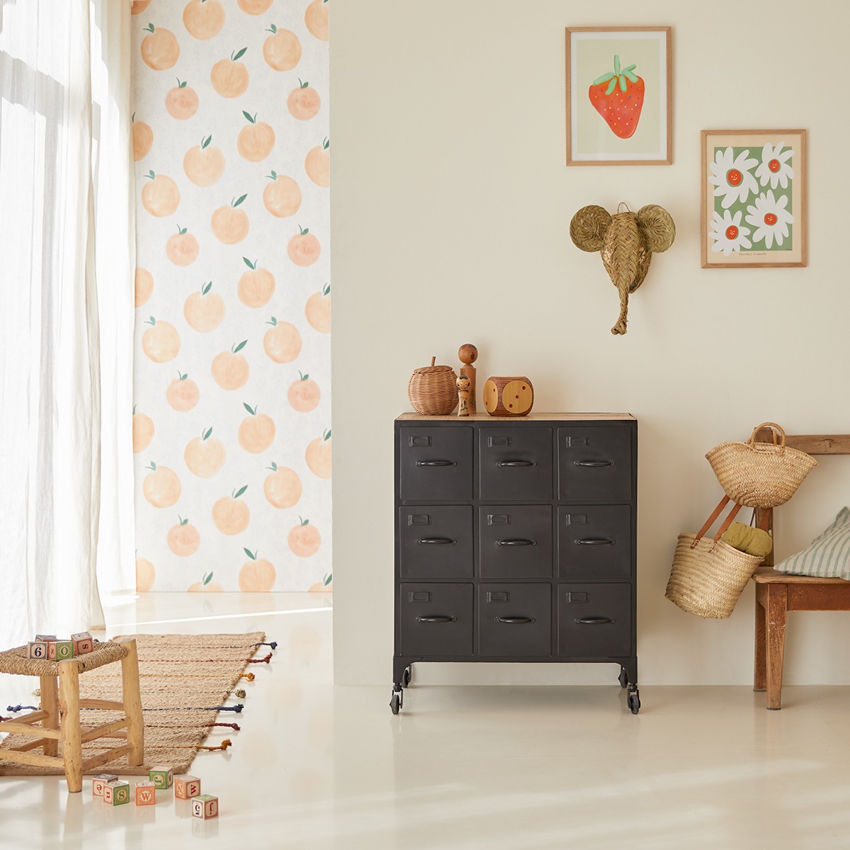 Commode enfant en métal 9 tiroirs de style Industriel Tikamoon