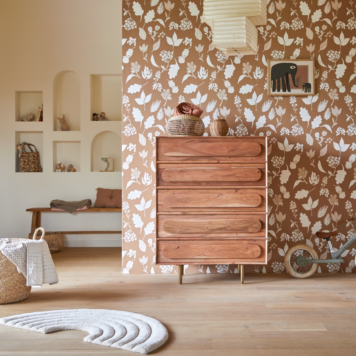 Chiffonnier enfant en bois d'acacia 5 tiroirs Olga Tikamoon