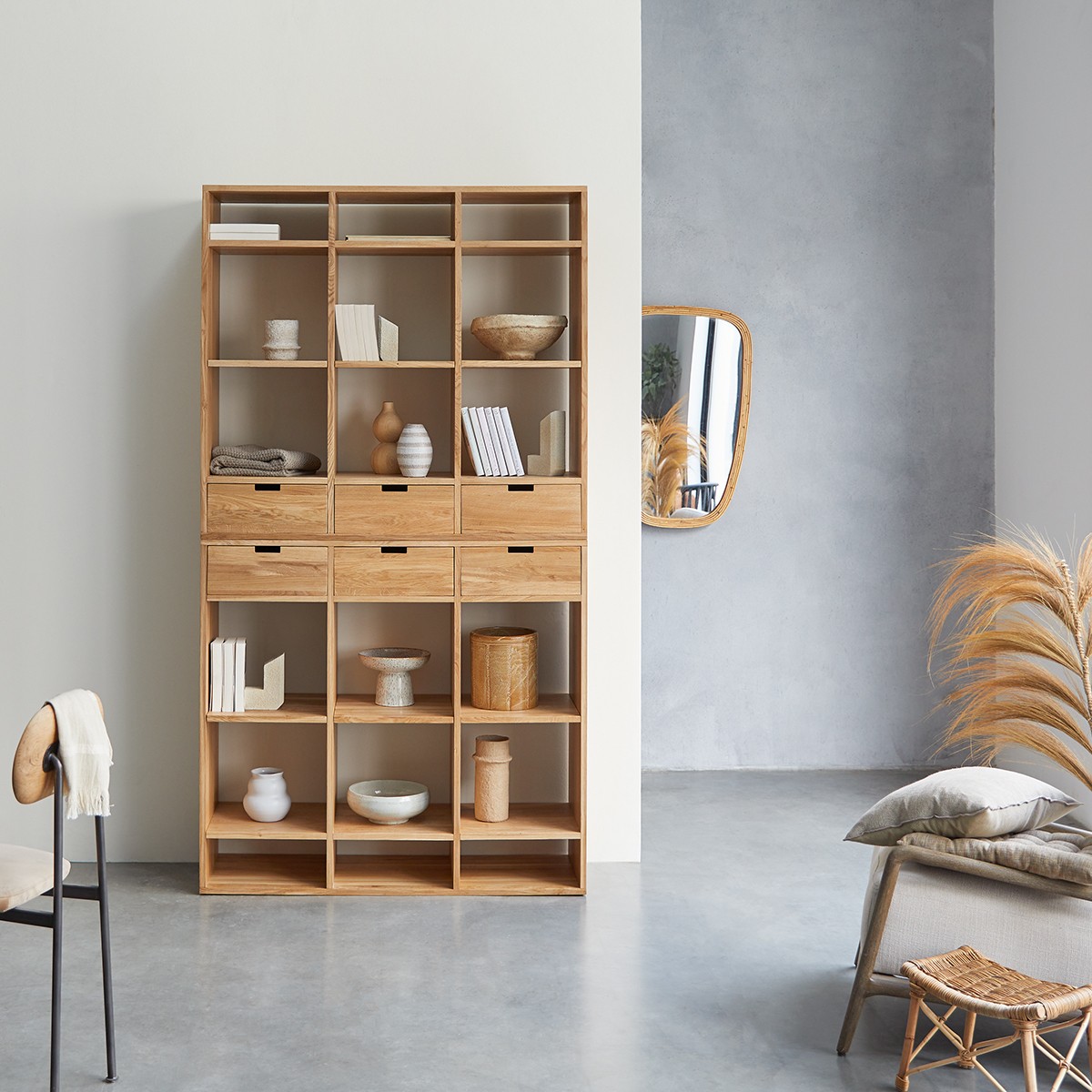 Bibliothèque en bois de chêne 120 x220 Miho FSC® - Tikamoon