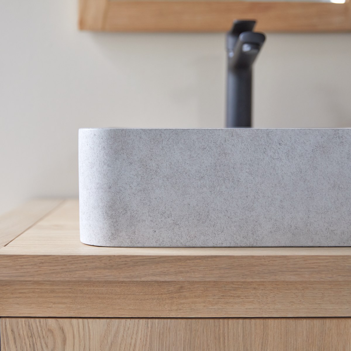 Thaïs - Square Grey Concrete Bathroom Sink