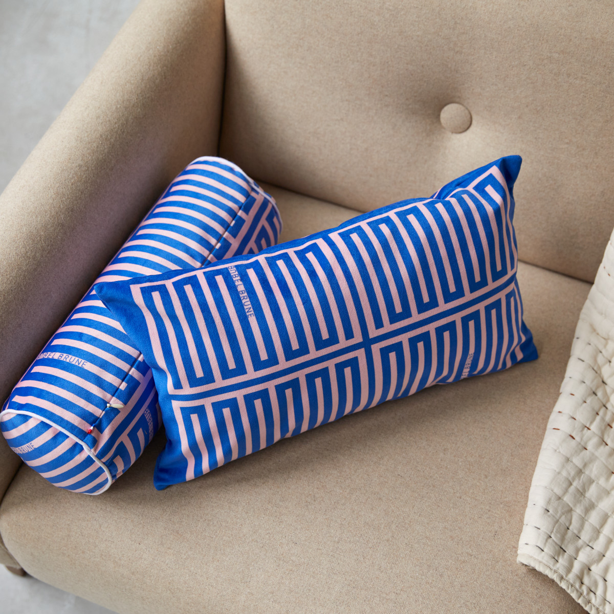 Elios - Frans kussen 50 x 30 cm, blauw