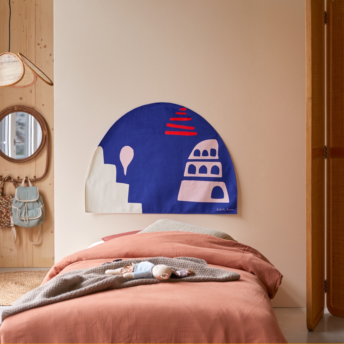 Tenture tête de lit Babylone Pink Tour 90x70 cm Tikamoon