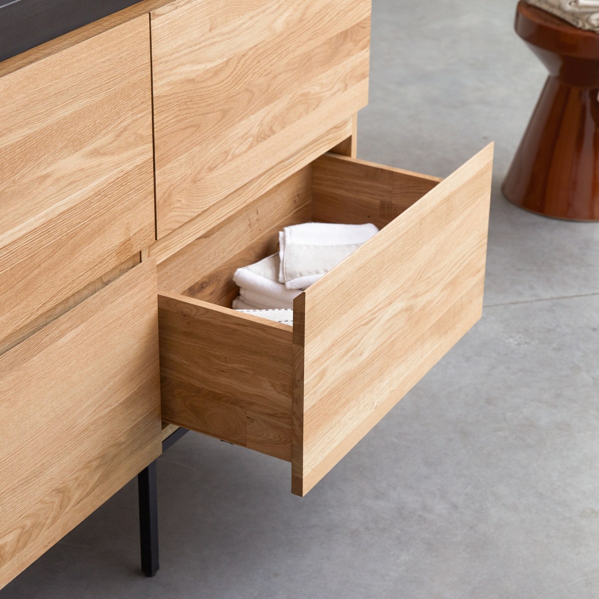 Nova - Mueble de baño de roble macizo y piedra de lava de 120 cm