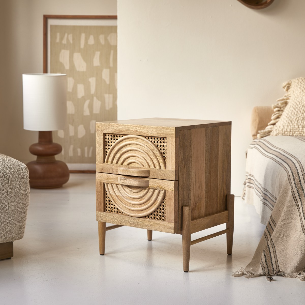 Bedside table rattan discount