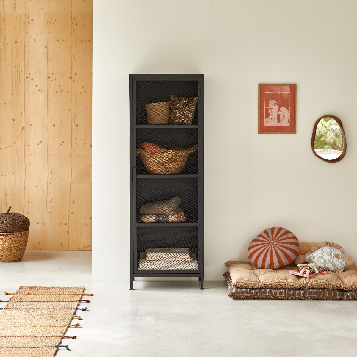 Armoire grillagée enfant en métal noir 175 Alma Tikamoon