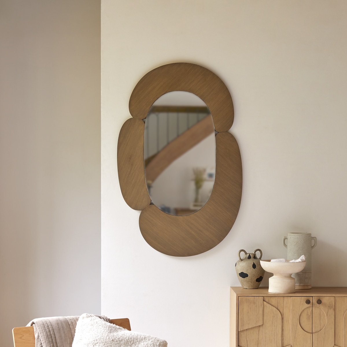 Eda - Specchio ovale in mindi chiaro 75x115 cm