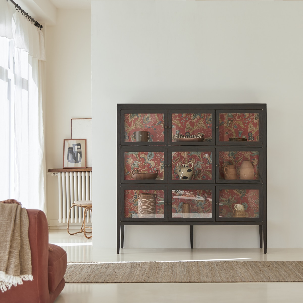 Vetrina Per Collezione Di Ditali - Espositore In Legno Verniciato Quercia, 64 Posti, 30x5x48 Cm