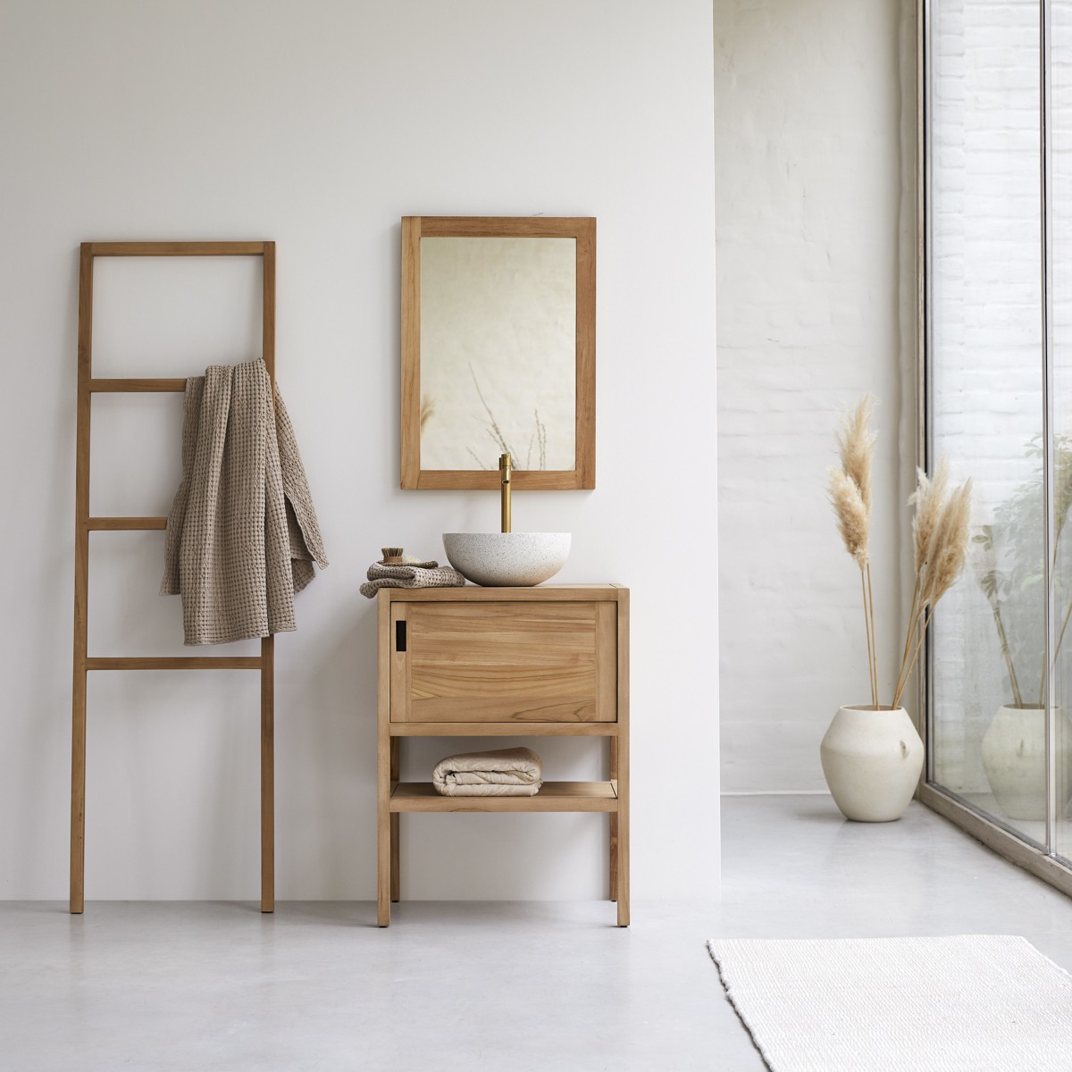 Meuble Salle de bain en bois de Teck brut 60 Arty FSC - Tikamoon