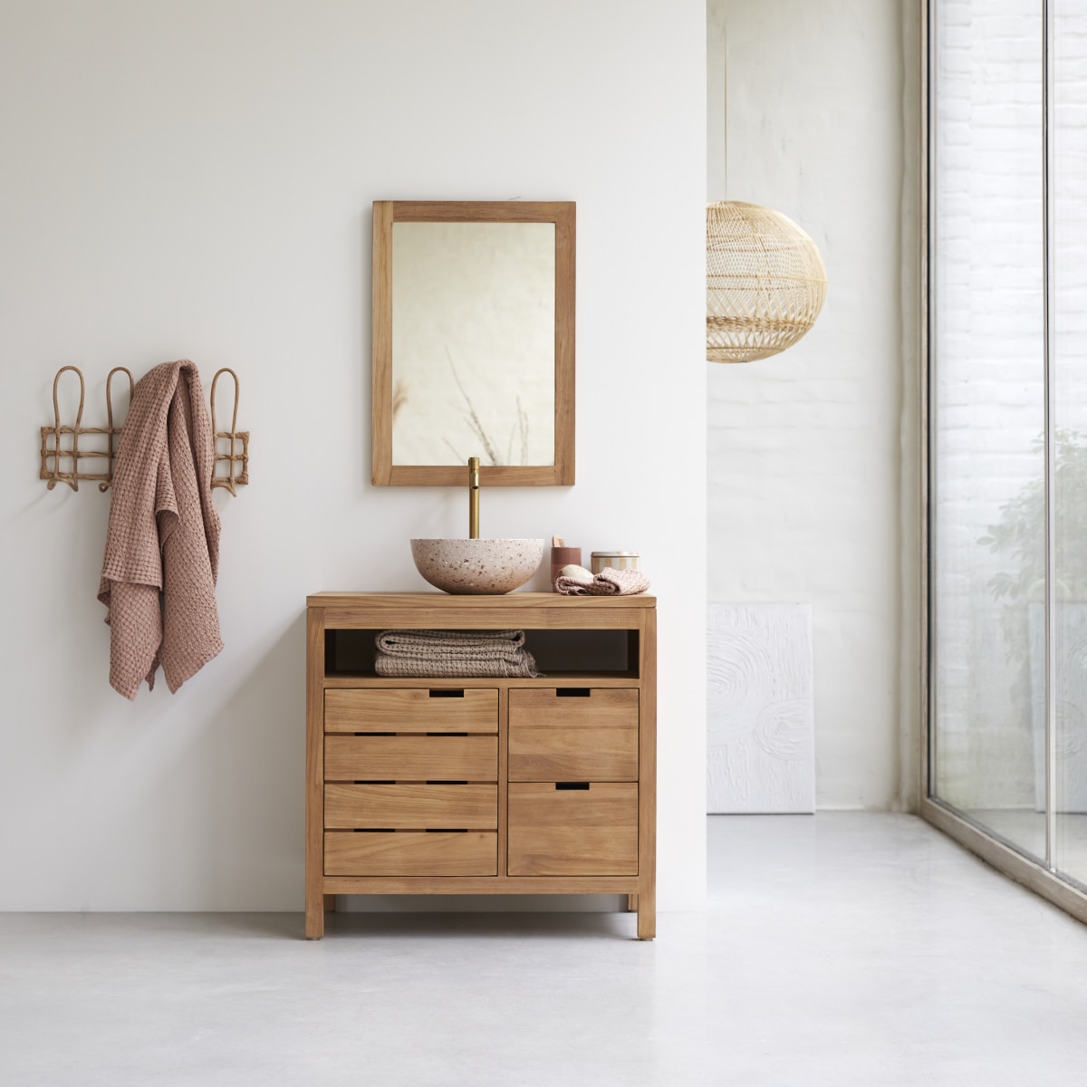 Meuble sous vasque Serena en teck massif 80 cm FSC® - Tikamoon