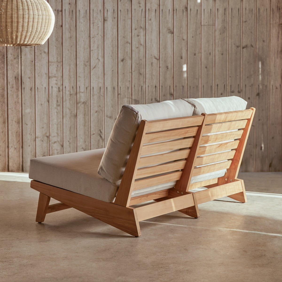 Olia - Divanetto da giardino in teak massello, 2 posti