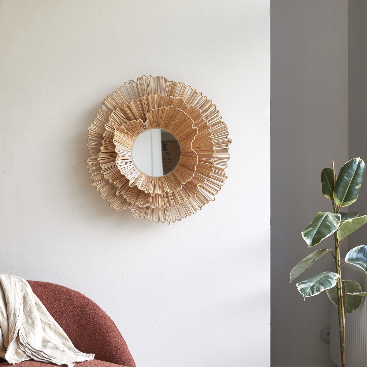 Pia - Natural fibre mirror 70 cm