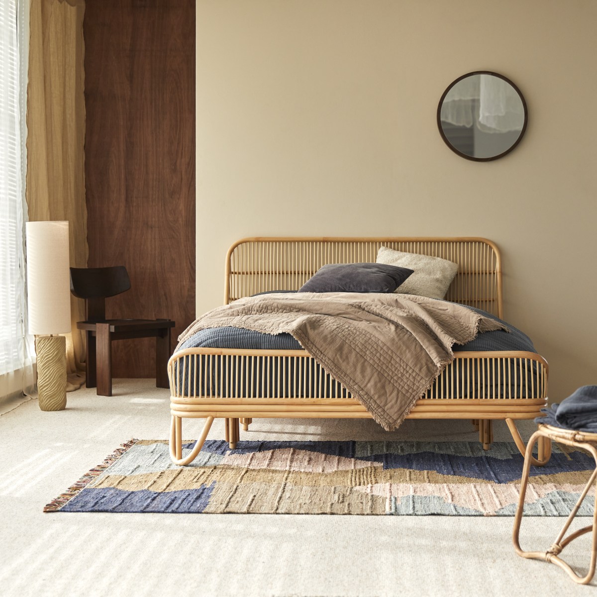 Rattan bed 160x200 cm Bedroom Bed Headboard Tikamoon