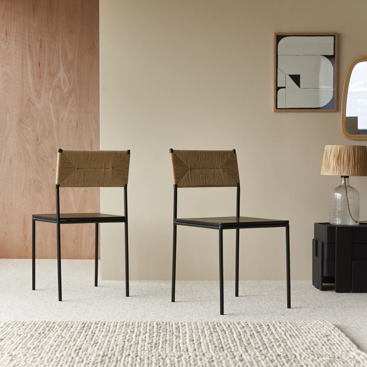 Chaise en métal et fibres naturelles tressées Fidèle Tikamoon