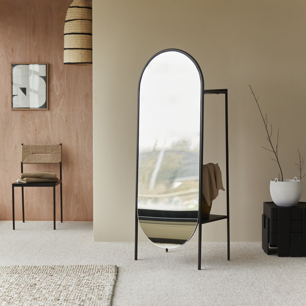 Miroir psyché en métal et bois de manguier massif 165x62 cm Fidele Tikamoon