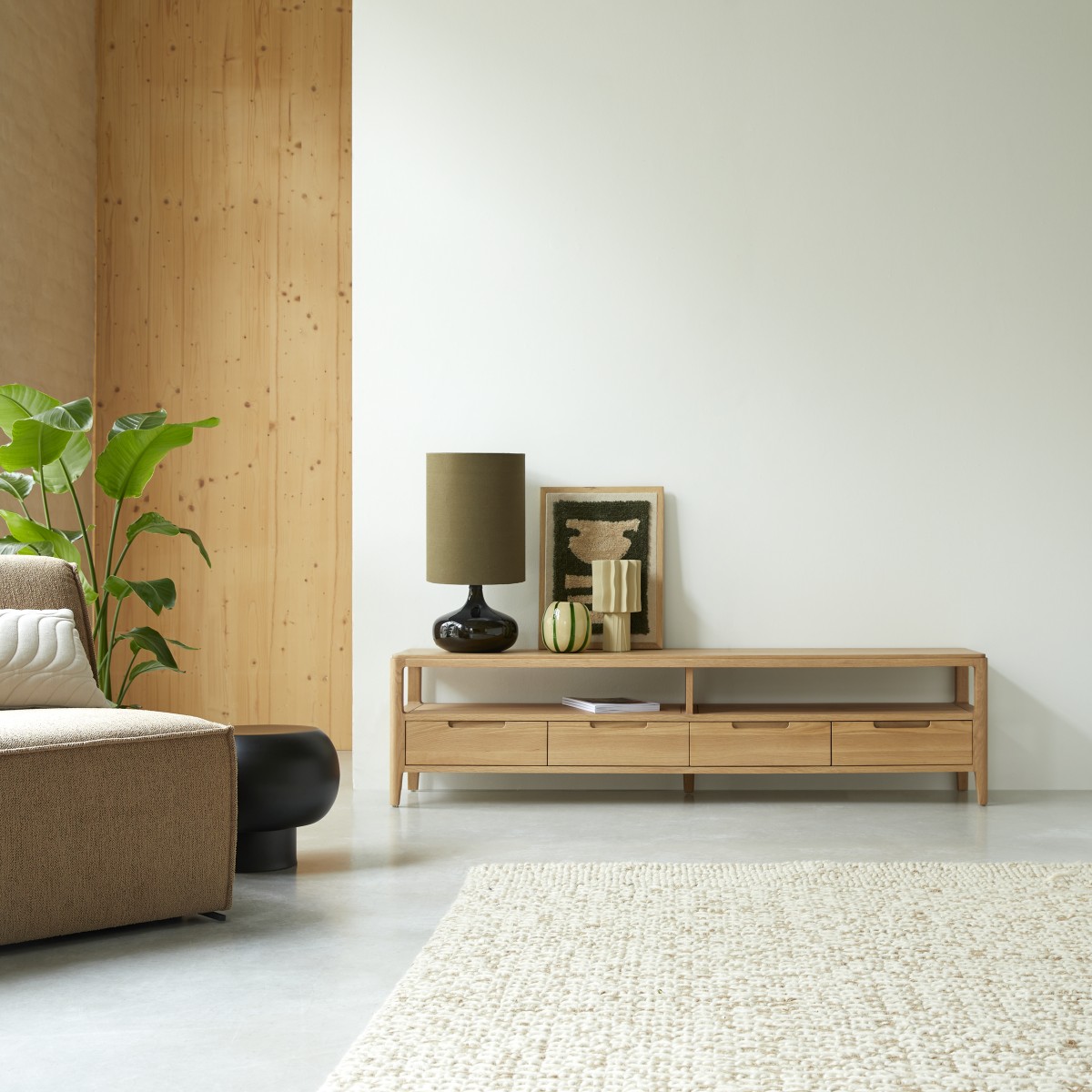 180 cm solid oak TV unit Living room TV unit Tikamoon