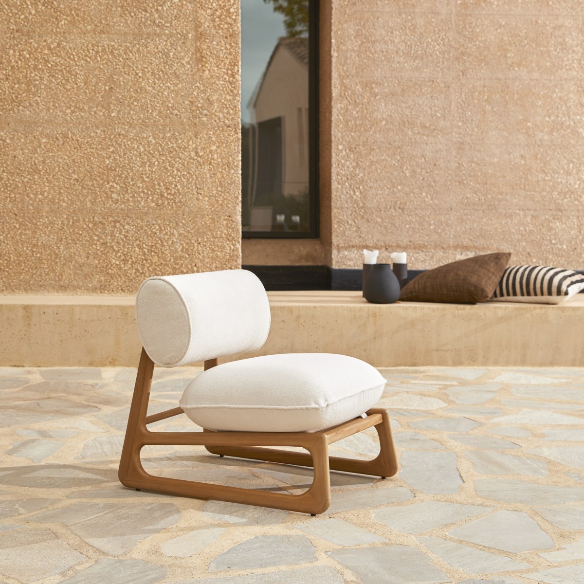 Poltrona da giardino in teak massello e tessuto Giardino Mobili da